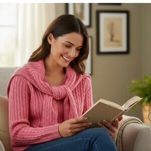 Appleseed Pink Cable Knit Cotton Sweater – Women’s XL | Cozy Soft Pullover